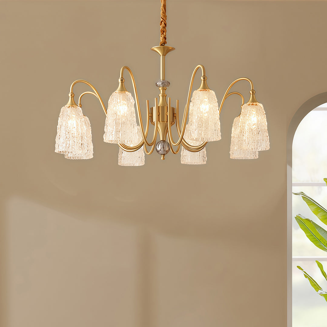 Brass Vintage Chandelier Ornate Classic Glass Ceiling Lights
