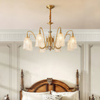Brass Vintage Chandelier Ornate Classic Glass Ceiling Lights