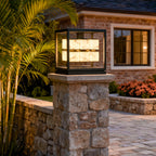 Brick Pillar Solar Lights Square Waterproof Metal Light