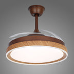 Ceiling Fan with 4 Lights Walnut Wood Grain Iron Body Silent Lamp