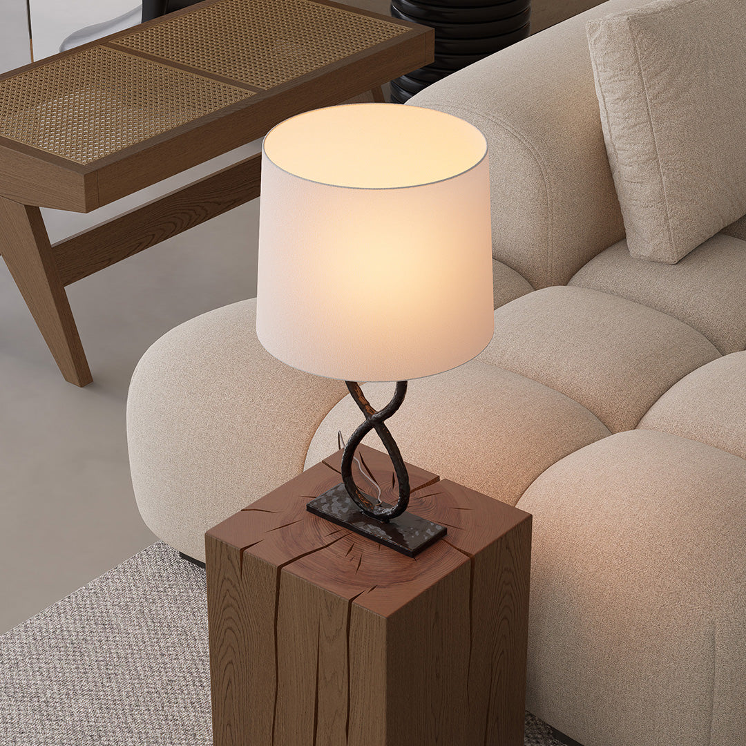 Bronze Metal Table Lamps European Luxury Fabric Light