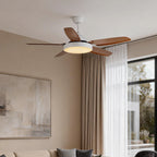 Brown Ceiling Fan with Light Industrial Real Wood Blade Light