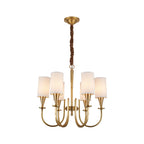 Copper Chandelier Modern Fabric Lampshade Ceiling Light