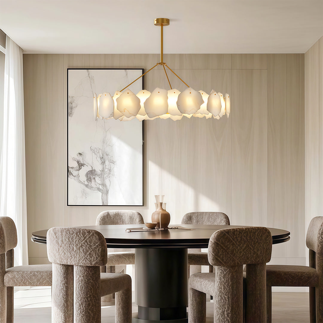 Modern LED Chandelier Cloud Stone Full Copper Ceiling Light