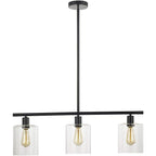 3-Lantern Vintage Metal Glass LED Pendant Lighting for Dining Room