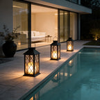 Candlestick Lantern Portable LED Black Solar Outdoor Lamp