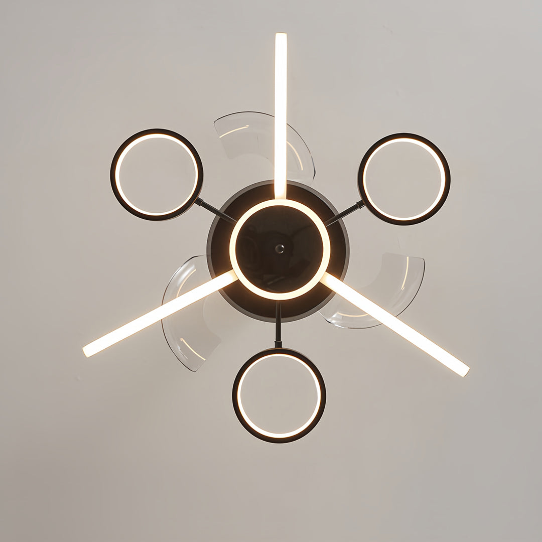 Ceiling Fan with Multiple Lights French Vintage Black Iron 3-Blade Fan