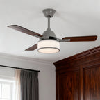Ceiling Fans with Lights European Retro Fabric Shade Fan Lamp