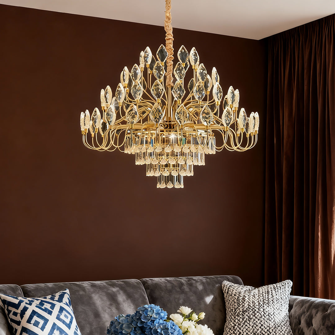 Crystal LED Chandelier French Luxury Gold Ceiling Light