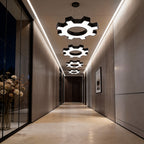 Chandelier Black Modern Industrial Gear-Shaped LED Ceiling Light