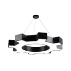 Chandelier Black Modern Industrial Gear-Shaped LED Ceiling Light