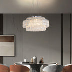 Chandelier with Round Crystals Minimalist Adjustable Ceiling Light