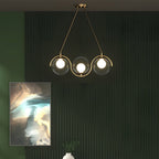 Glass Ball Linear Chandelier Wave‑shaped Island Ceiling Light