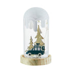 Christmas Decoration Wooden Glass Snow Scene Ornament Lamp