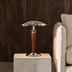 Chrome Mushroom Lamp Retro Umbrella Wooden Rod Lamp