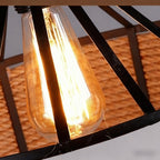 Circular Pendant Light Hemp Rope Iron Art Creative Ceiling Light