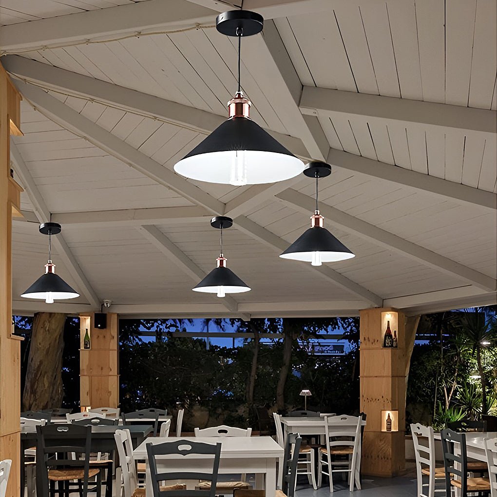 Black Outdoor Pendant Light Solar Waterproof LED Ceiling Light