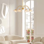 Glass Shades Chandelier Flower Shaped French Style Clear Ceiling Light