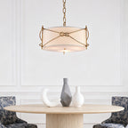 White Drum Pendant Light with a Polished Gold Stylish Ceiling Light