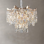 Tiered Glass Chandelier Luxury Modern Gold Waterfall Ceiling Light
