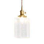 Square Glass Pendant Light Vintage Brass and Glass Ceiling Light