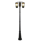 2 Head Outdoor Post Light Modern Black Waterproof Light