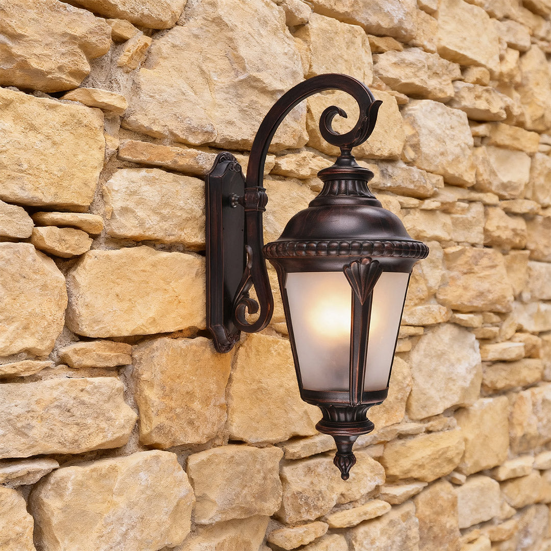 Vintage Outdoor Sconce Black Aluminum Body Waterproof Lamp