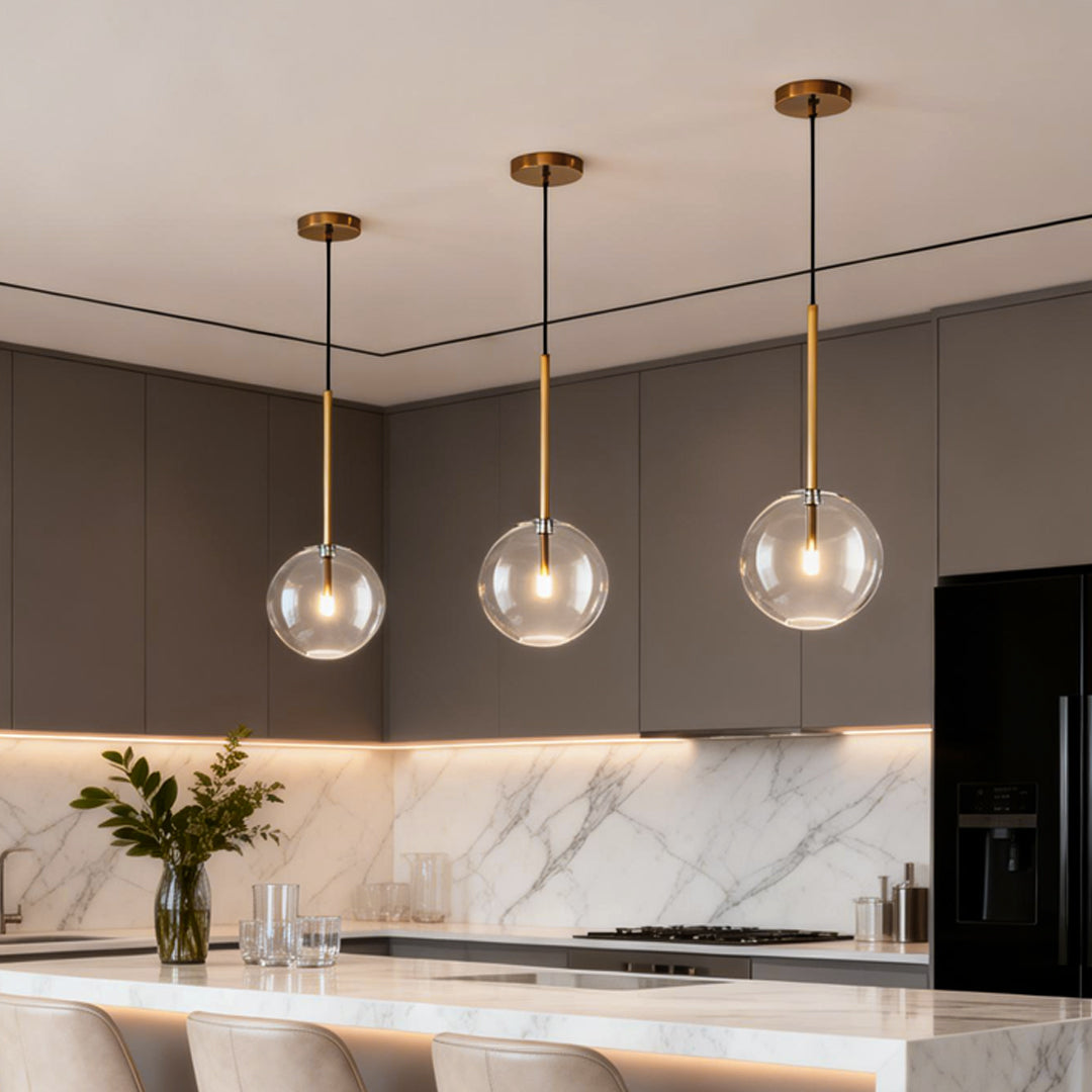 Clear Glass Globe Pendant Light Nordic Iron Ceiling Light