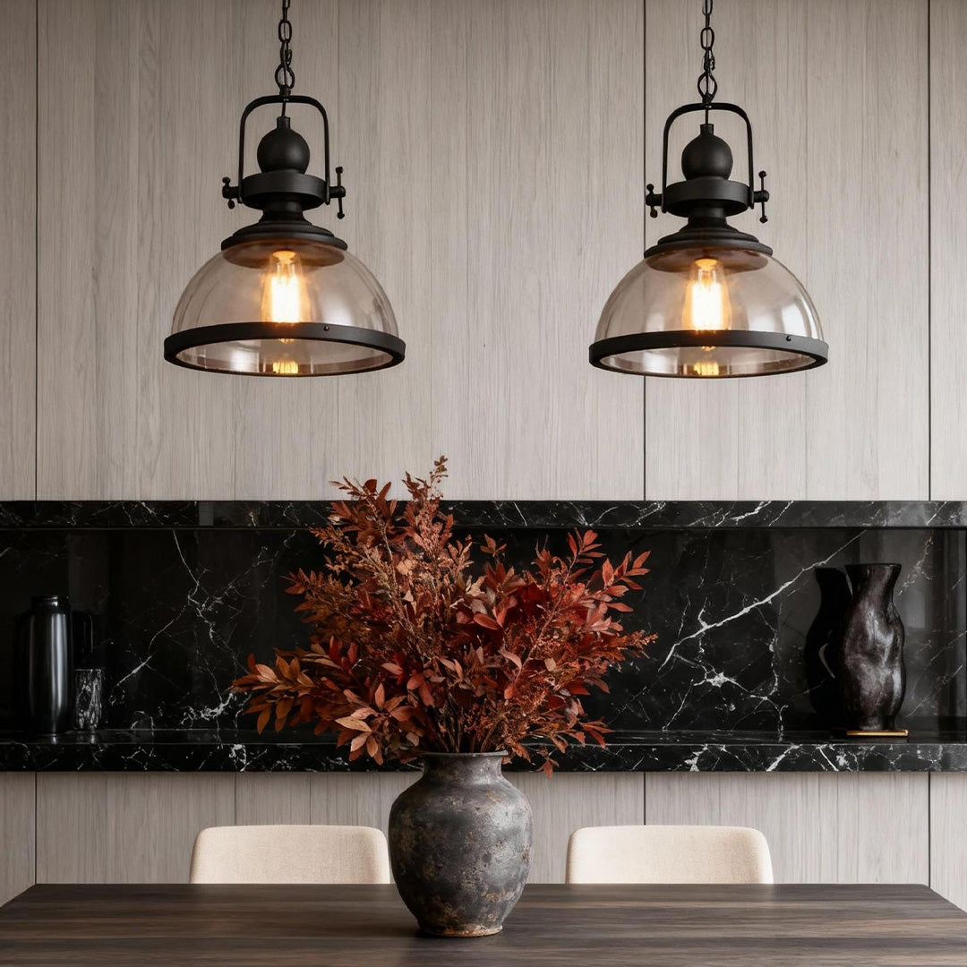 Clear Glass Pendant Lighting Retro Industrial Ceiling Light
