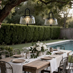 Clear Pendant Lights Solar-Powered LED Handle Hanging Light Fixtures