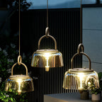 Clear Pendant Lights Solar-Powered LED Handle Hanging Light Fixtures