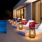 Bamboo Outdoor Lanterns Woven Portable LED Waterproof Light
