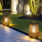 Bamboo Outdoor Lanterns Woven Portable LED Waterproof Light