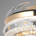 Gold Ceiling Fan with Light Crystal Design 4-Blade PC Invisible Lamp