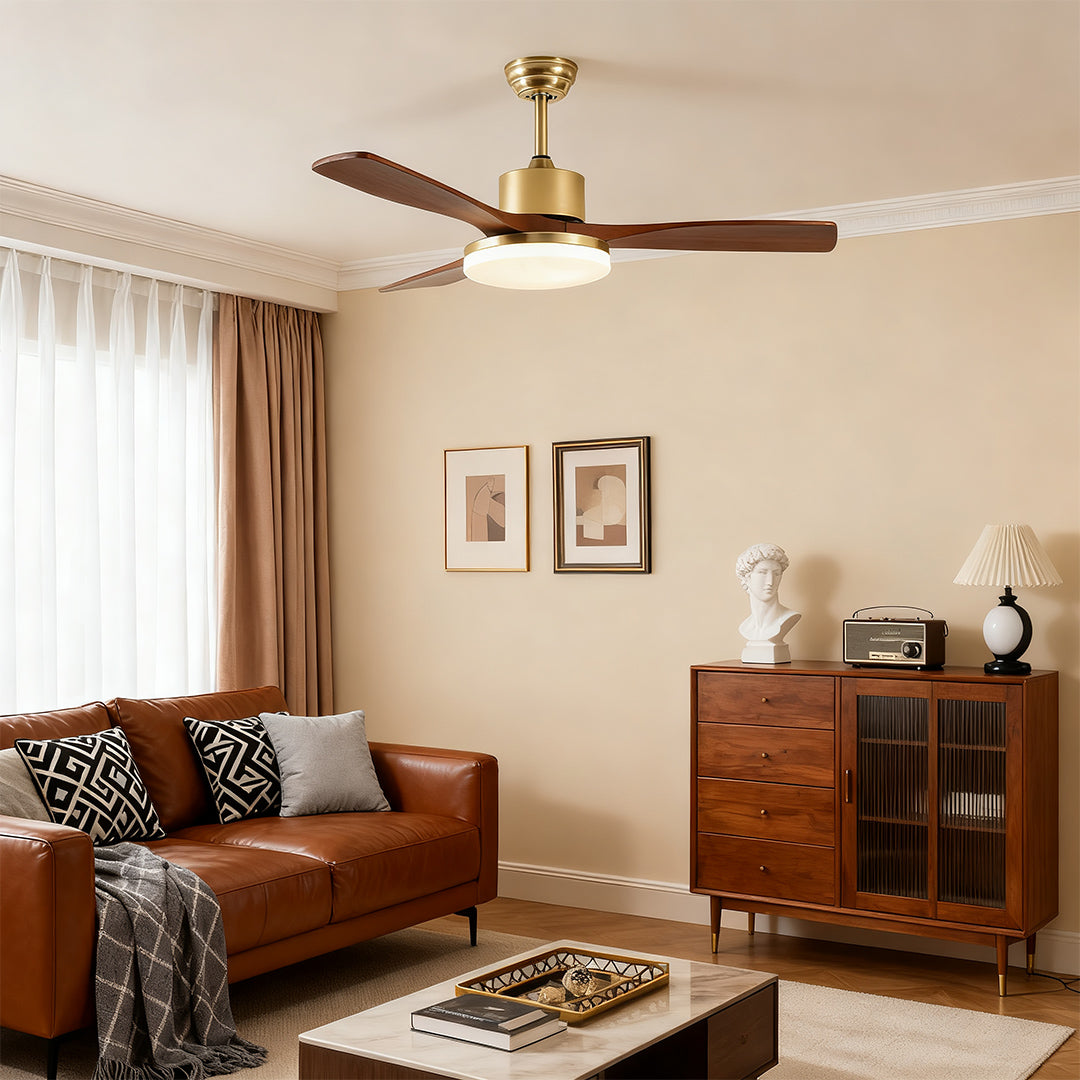 Ceiling Fan with Light Remote Control Wooden 3-Blade Lamp