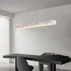 Copper Metal Pendant Light Linear Cloud Stone Ceiling Light