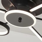 Ceiling Fan with Multiple Lights French Vintage Black Iron 3-Blade Fan