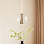 Glass Ball Pendant Lights Perforated Metal Cone Chic Ceiling Light