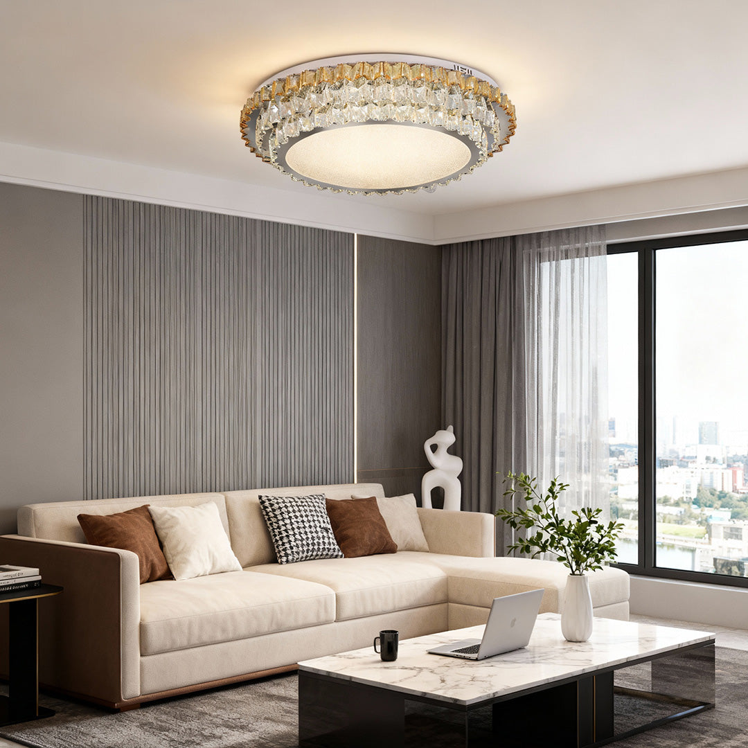 Modern Flush Mount Lights Crystal Eye-Protecting Light