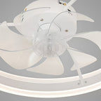 Modern White Ceiling Fan with Light Round Ring White Plastic Lamp
