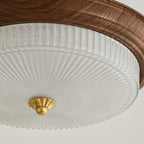 Vintage Art Deco Flush Mount Ceiling Light Full-Spectrum Walnut Light