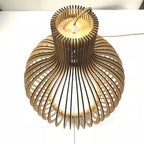 Bird Cage Pendant Light Japanese Basswood Body Wooden Ceiling Light