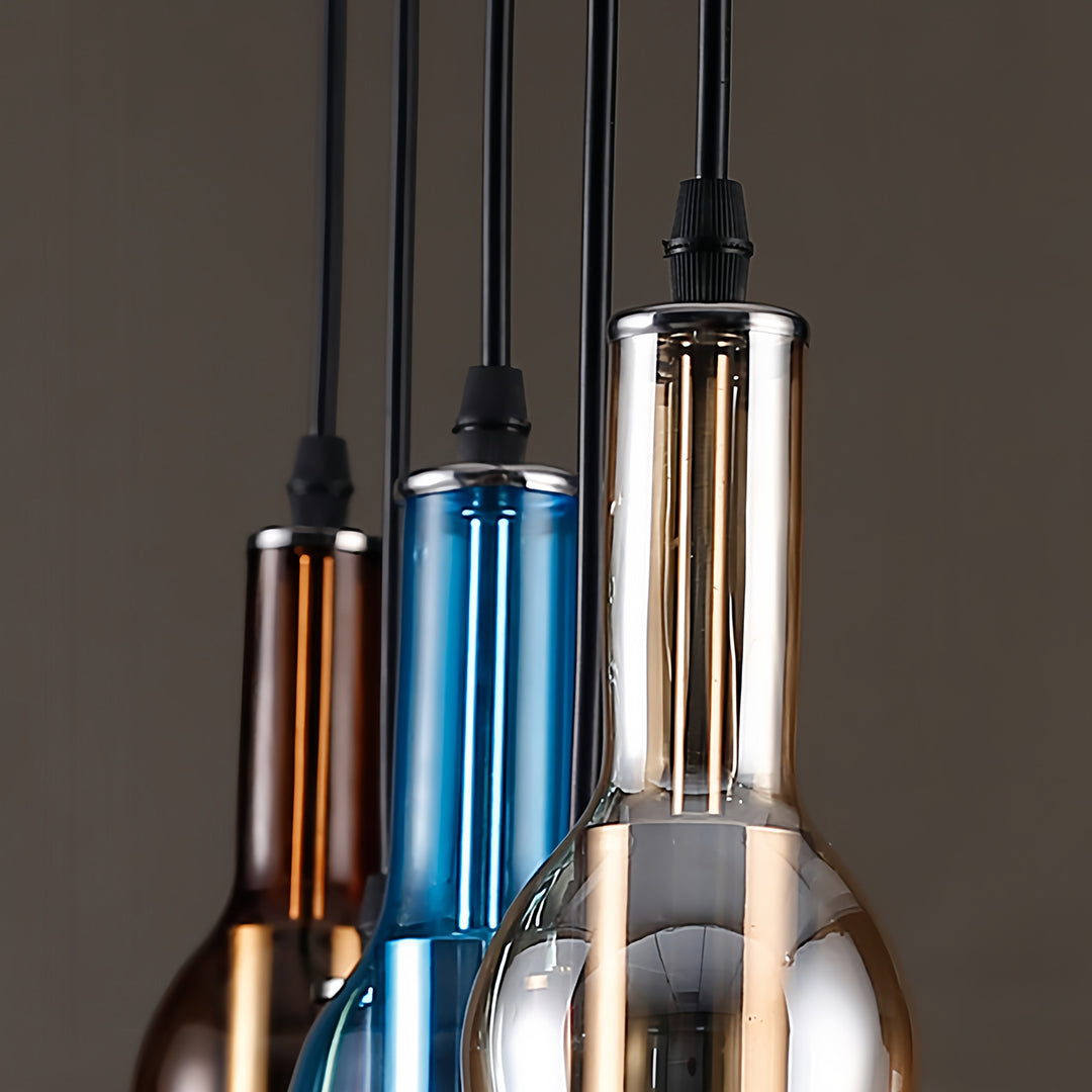 Wine Bottle Pendant Light American Vintage Colored Glass Ceiling Light