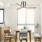 Wooden Ceiling Fan with Light Quiet Dc Motor Flush Mount Fandelier