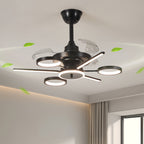 Ceiling Fan with Multiple Lights French Vintage Black Iron 3-Blade Fan