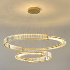 Gold Crystal Chandelier Dimmable LED Modern Ring Ceiling Light