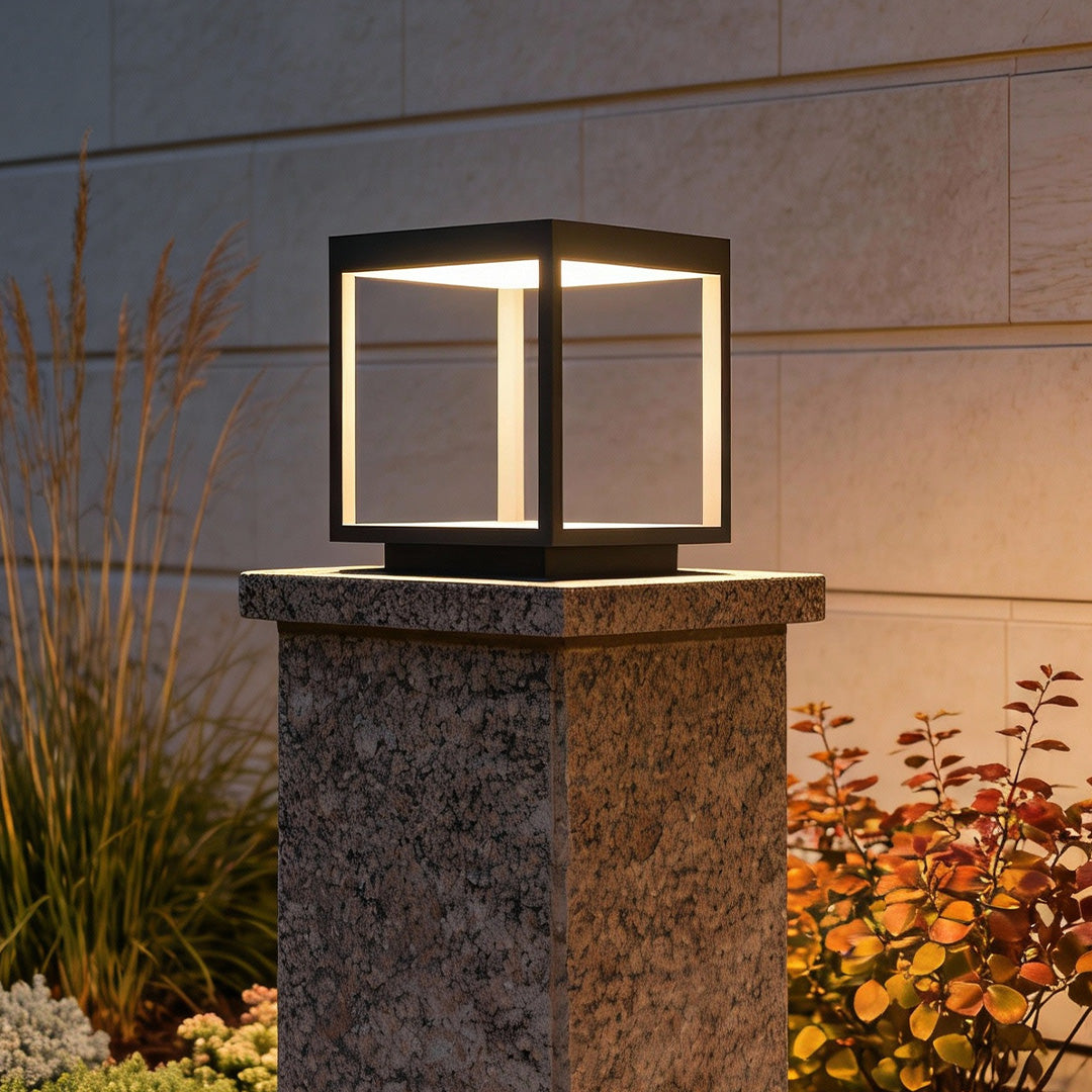 Concrete Pillar Lights Modern Open-Frame Square LED Light