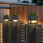 Concrete Pillar Lights Planter-Integrated Outdoor Post Light
