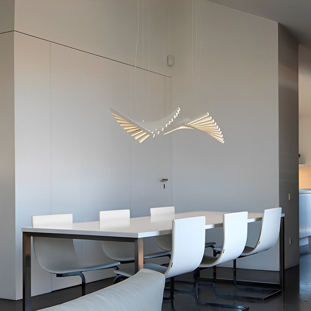 Black Art Pendants Light Nordic Wave Fish Bone Linear Ceiling Light