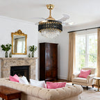 Black Ceiling Fans with Light Luxury Fan Transparent PC Blade Iron